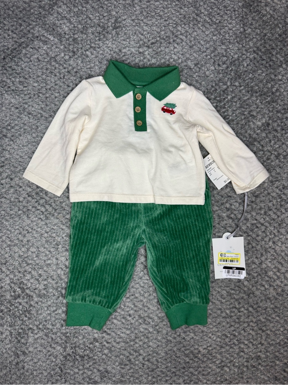 Cloud Island Boys Christmas 2pc Holiday Outfit Set - Green Size Newborn